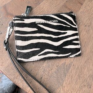 Michael Kors wristlet zebra calf skin